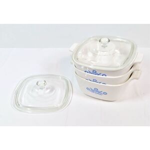 Corning Ware Vintage Blue Cornflower Casserole Dish Set of 3 2 Lids